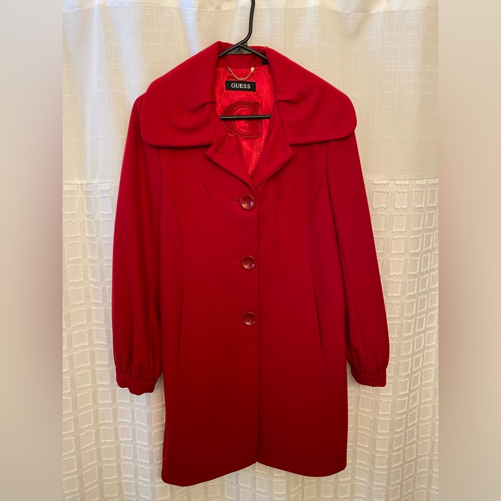 Wool Coat. Designer Guess wool winter jacket.